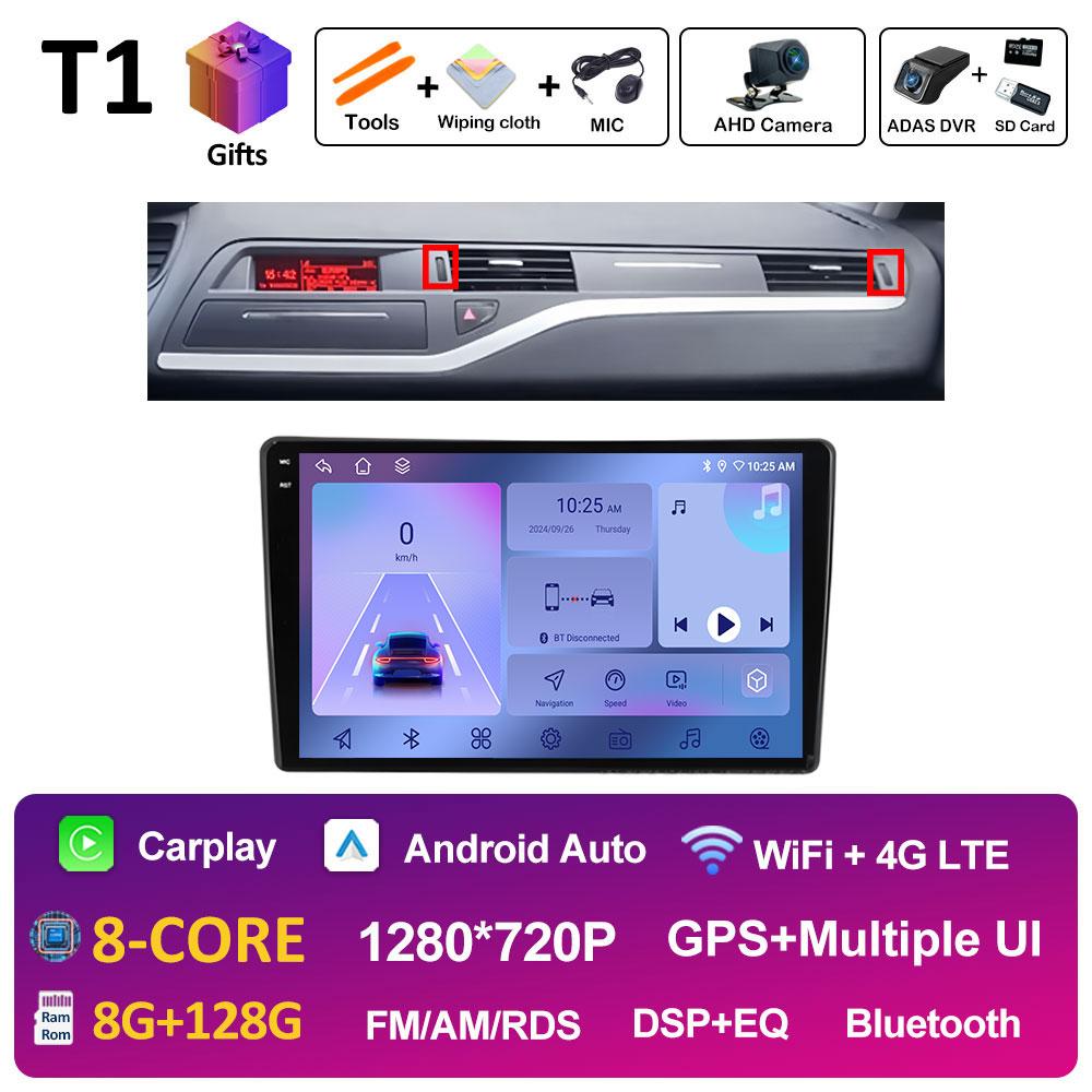 GPS Navigation Android 14 For Citroen C5 2008 2009 2010 2011 2012 2013 - 2017 Car Multimedia Radio Video Player QLED IPS Screen