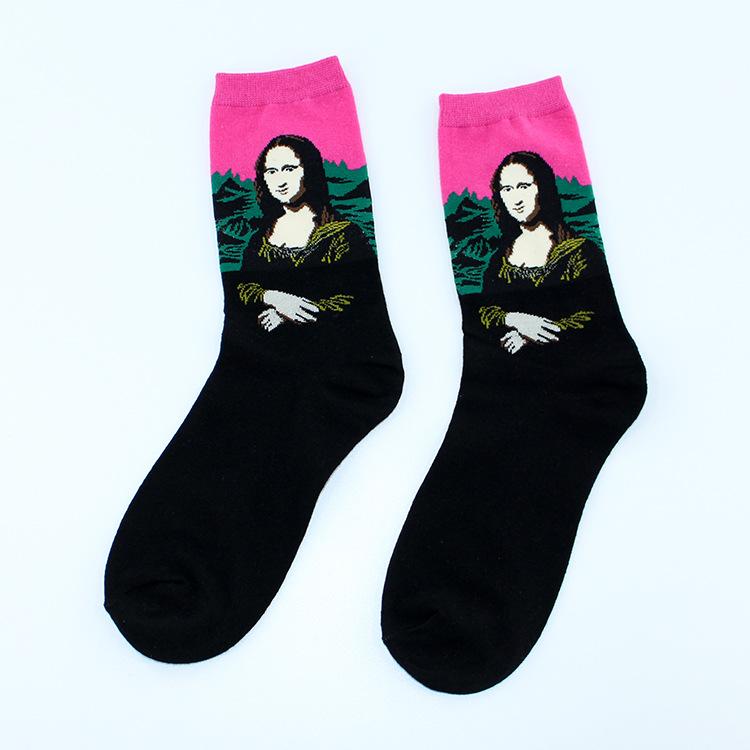 Chaussettes Femmes Drôles Mignonnes Dessin Animé Fruits Avocat Œuf Peinture à l'Huile Van Gogh Rayures Heureux Japonais Harajuku Chaussettes de Skateboard