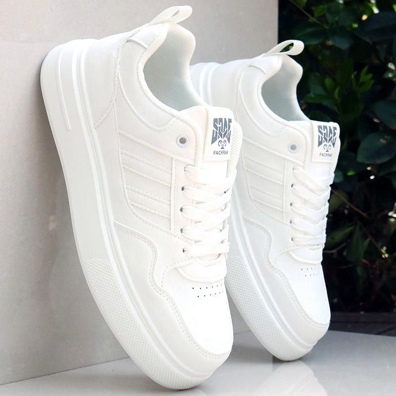 High-top men's shoes spring and autumn leather sneakers men's new casual little white shoes men's trend versatile board shoes