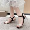 Fashion Sandals for Women Stiletto High Heels Rhinestones Woman Shoes on Offer Vintage Korea Summer 2025 Comfortable Luxury Pvc Footwear