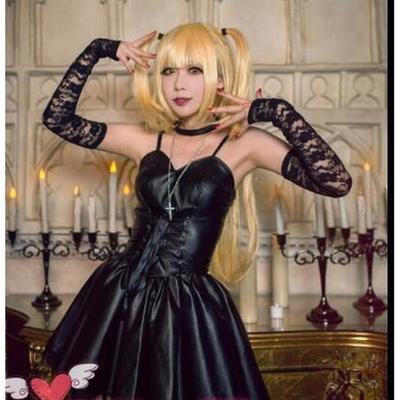 Death Note Misa Amane Imitace kůže Sexy hadicové topy Krajkové šaty Uniformní outfit Kostýmy anime Cosplay