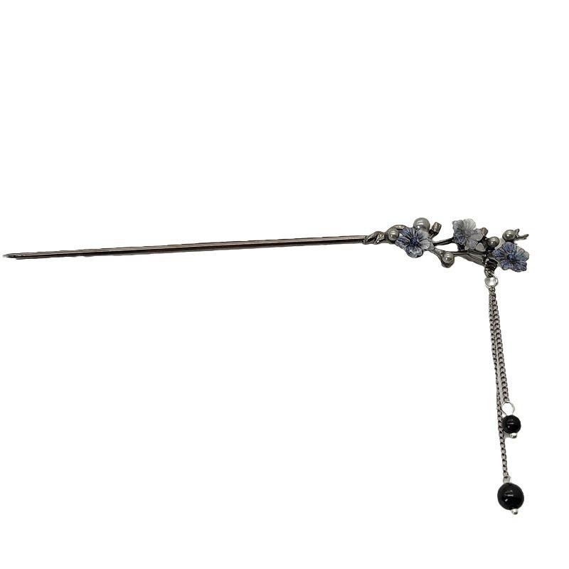 Elegant Retro Chinese Flower Tassel Hairpin: Women's High-End Updo Accessory