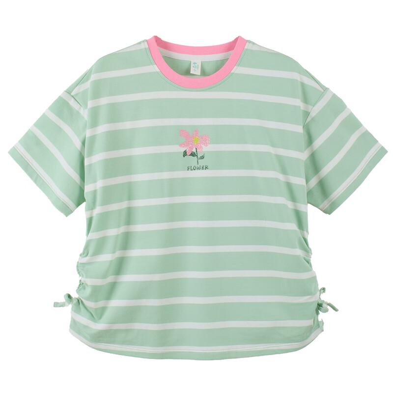 Girls' Striped Colorblock Bow Short Sleeve T-shirt