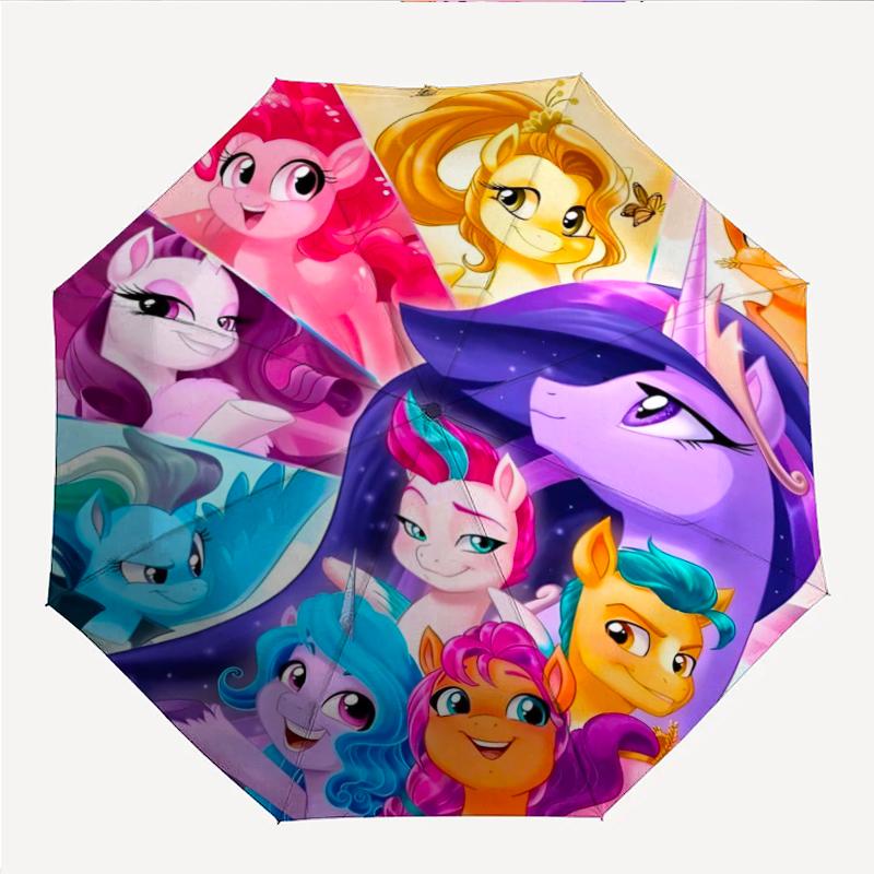 Little Pony Fashionable Automatic Opening/Closing Folding Umbrella. Portable and Foldable, Ideal for Gift, Travel, and Daily Use.