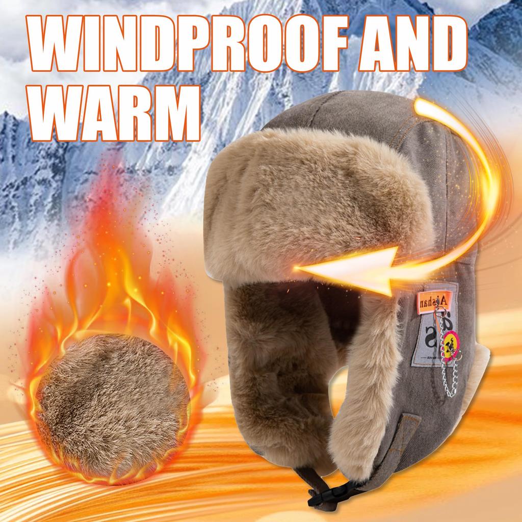 Croogo Pilot Warm Flight Cap with Ear Perfect for Winter Snow Mountain Winter and Outdoor Work Cap, Mid-Winter Fleece-Lined Flaps, Unisex, Commuting,