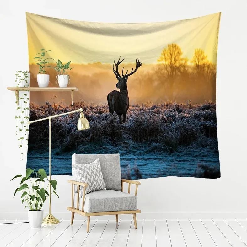 Forest Elk Background Pattern Tapestry Home Wall Decoration Tapestry Bedroom Living Room Tapestry