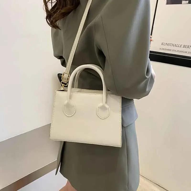 Minimalist Black Small Square Bag All-Match Top Handle Purse Classic Shoulder Bag for Work Women Handbags Crossbody Bags Purse