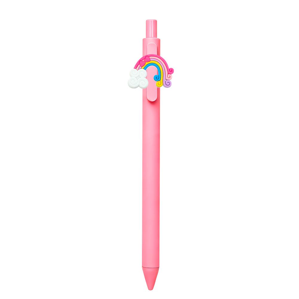Pink Cartoon Ballpoint Pens - Soft Rubber Stickers, DIY Student & Office Stationery, Colored Ink.