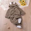 Kids' Coral Fleece Romper - Color Hooded Onesie