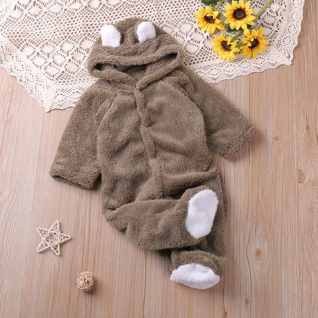 Kids' Coral Fleece Romper - Color Hooded Onesie