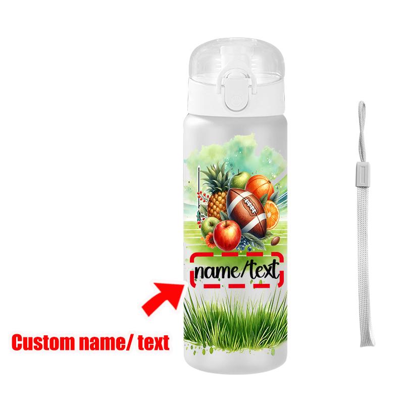 1pc custom football, fruit patterned water cup 780ml/26oz outdoor travel leak-proof rope plastic water bottle football game gift белый