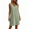 Women Casual Pocket Slip Dress Long Length Sleeveless Comfortable Loose Fit Summer Dress with Adjustable Straps and Side Pockets