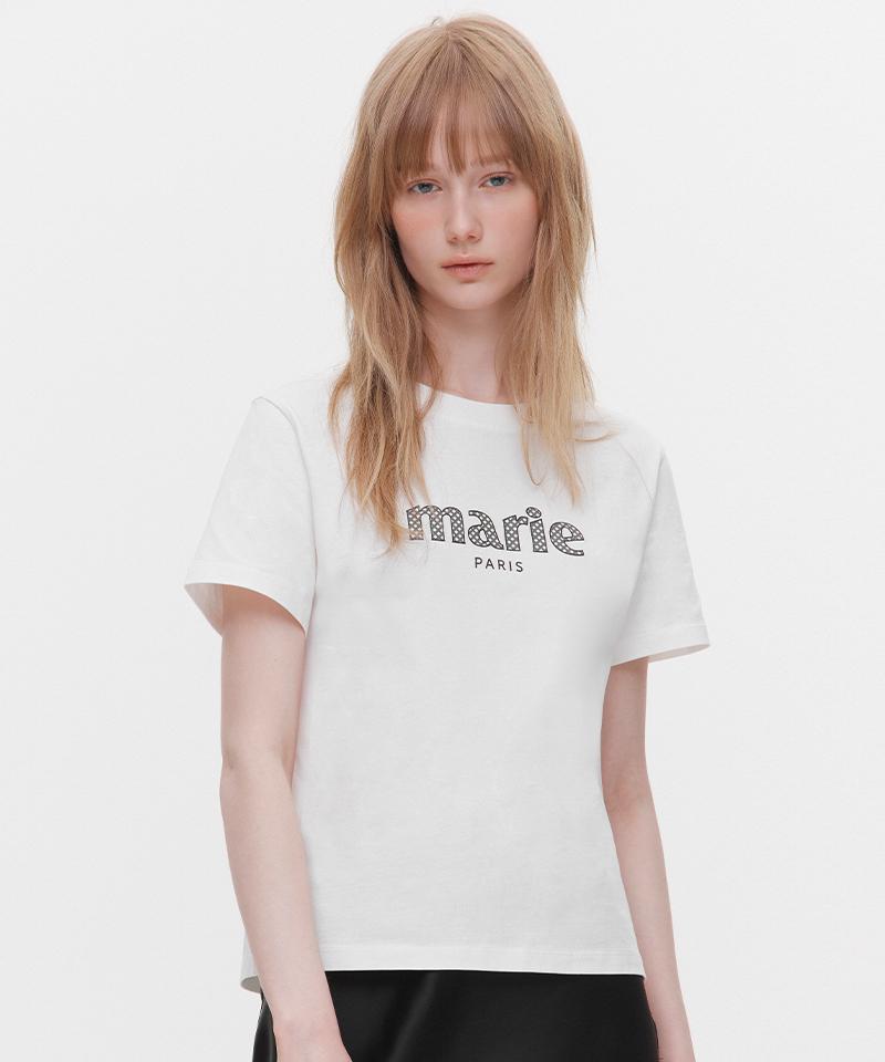 MARIE CLAIRE Signature Logo Check Patch Short Sleeve T-Shirt (Magbts28Mbk)
