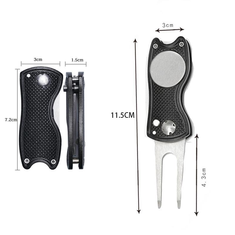 1PC Foldable Metal Golf Turf Repair Tool With Magnetic Ball Marker And Pop-Up Button For Golf Green Fork Golf Tool
