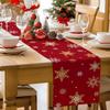 Christmas Golden Snowflake Linen Table Runner Party Decor Winter Xmas Holiday Kitchen Dining Table Runner Christmas Decorations