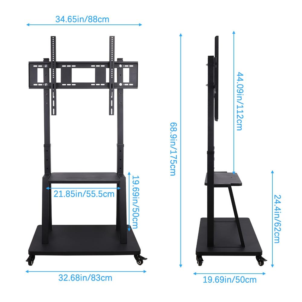 UNHO Mobile Floor TV Stand with Castors, Heavy Duty TV Cart Stand for 32''-100'' LED LCD Screens Height Adjustable Ultra Stable