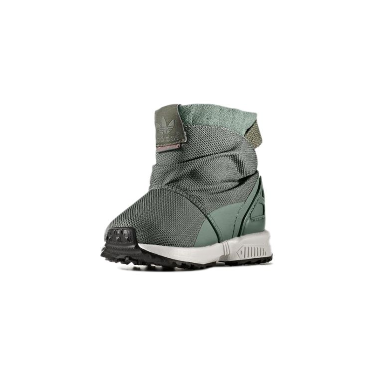 adidas Originals ZX Flux Comfortable Warm Durable High-Top Walking Shoes Baby Shoes Green BY9065
