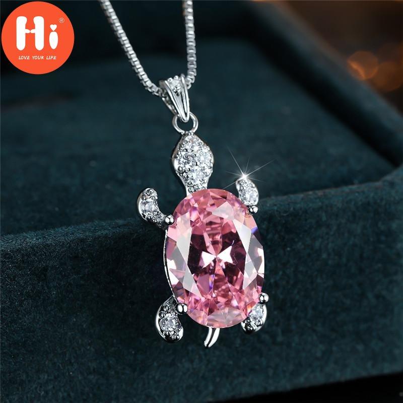 Szia kék lila ovális medál szivárvány kő aranyos teknős nyakláncok nőknek többszínű állat nyaklánc