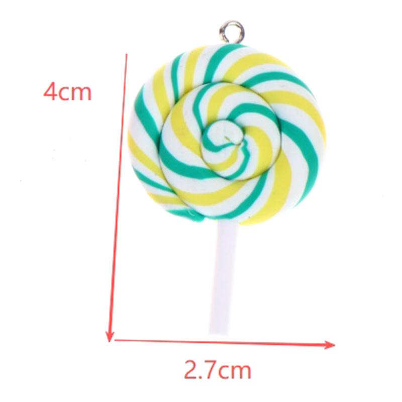 10Pcs Random Color Soft Clay Simulation Lollipop Charms Pendant For Women Girls Diy Necklace Earrings Jewelry Accessories