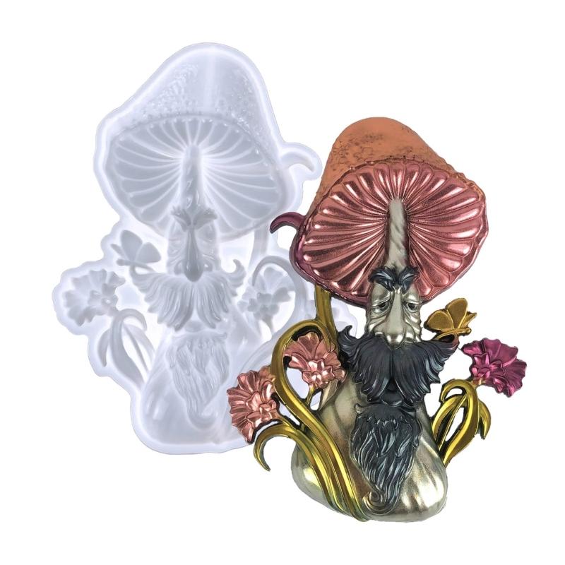 3D Mushroom Man Silicone Molds Resin Mold Large Statue Making Epoxy Casting Mould for Wall Hanging Door Decoration