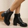 Women's lace-up thick bottom thick heel heightening fall and winter lightweight outdoor hiking non-slip casual height Martin boots