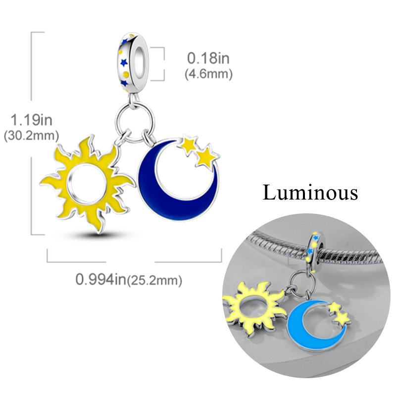 New Copper Charm Bead Charms Fireflies Stars Glowing Luminous Charm Bead Charms for Authentic Pendant Bracelets Do It Yourself Jewellery Gift