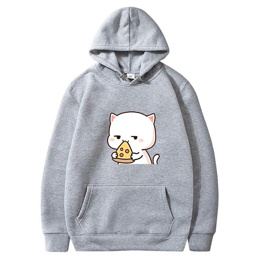 Roztomilé mikiny s kapucí Mochi Peach Cat bavlna s dlouhým rukávem kawaii Mléko Mocha Teddy Bears Kapesní svetry s kapucí streetwear pro páry