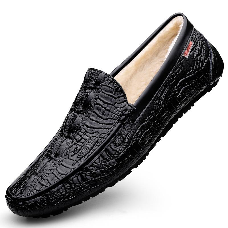 Pantofi Beanies Model Crocodil Bărbați Piele Naturală Piele de Vacă High-End Loaferi Casual Leneși cu O Pedală Bărbați