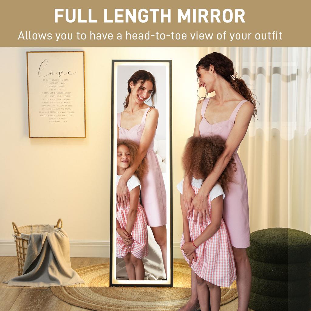 150 x 40cm Full Length Mirror, with Adjustable Lights - Black