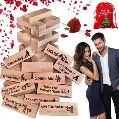 48Pcs/Set Adults Building Block Tumbling Tower Date Night Couple Activities Wooden Stacking Block