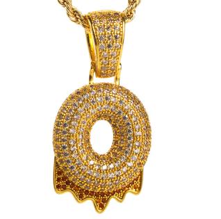 Fashion Women Zircon Bubble Letter Custom Name Necklace Brass Jewelry 14k Gold Plated Bubble Letter Pendent Charms