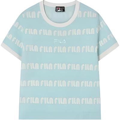 Logo All Over Print Crew Neck Short Sleeve T-Shirt Women T-Shirts Light-Green F11W319404F-TQ