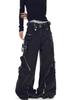 Jeans in Denim Punk Gamba Larga Y2K: Abbigliamento da lavoro resistente, multitasche per uomo e donna