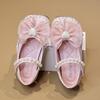 Girls Princess Shoes Fall 2026 Kids Pearl Decorated Flat With Bow Soft Sole Toddler Kid