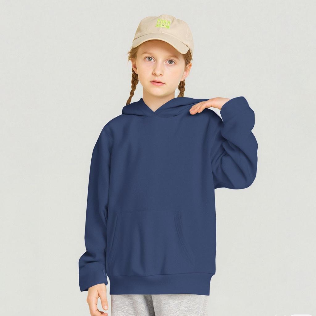 Kids Hooded Pullover Sweatshirt - Color Loose Fit Casual Top for Boys and Girls