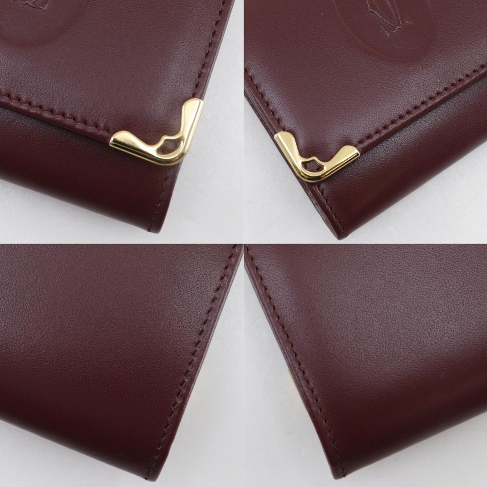 CARTIER Must Line Coin Purse Bordeaux Calfskin unisex Used