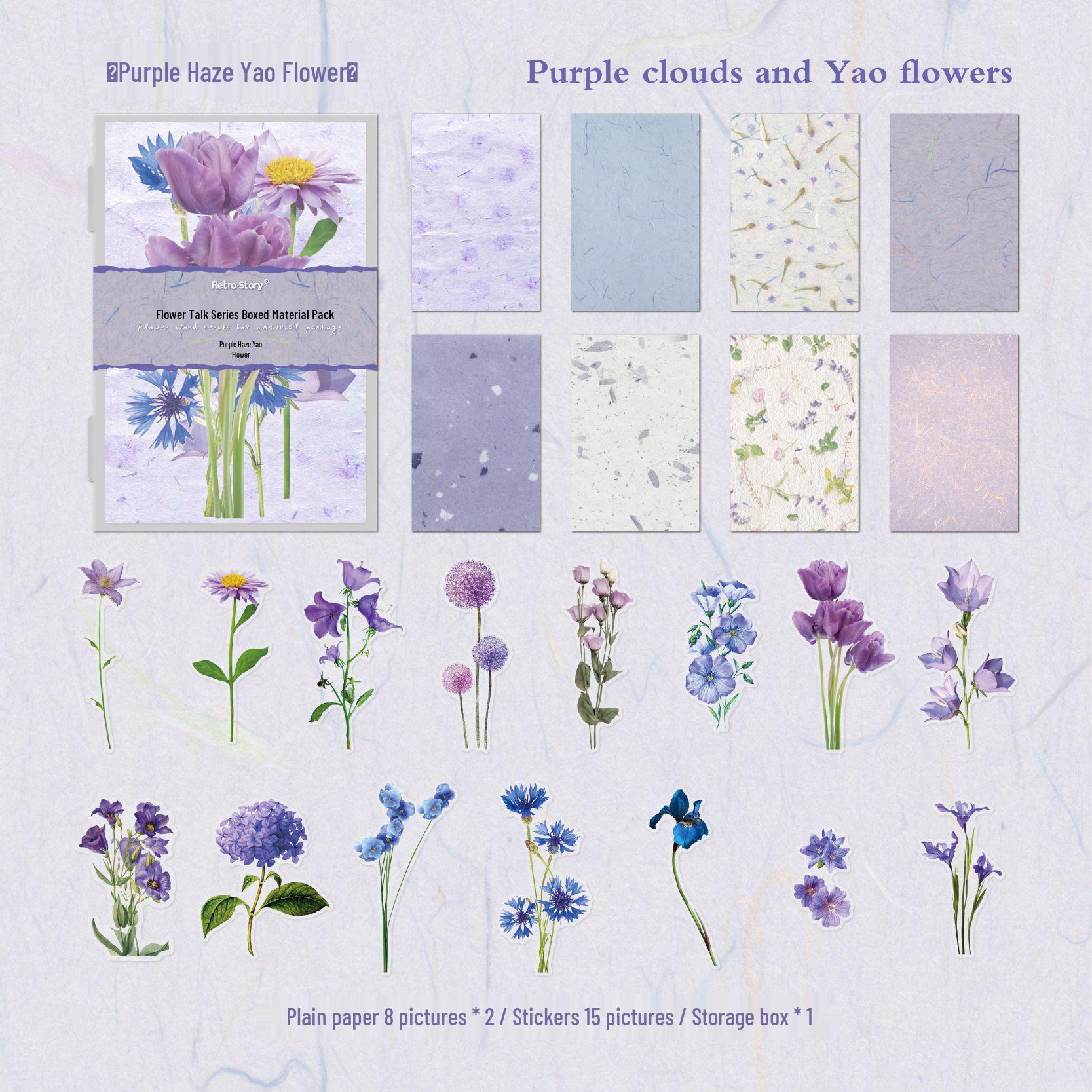 Retro Story Flower Language Sticker Pack: 47 Sheets of Unique, Special-Shaped, Large-Capacity Flower Stickers in 6 Varieties