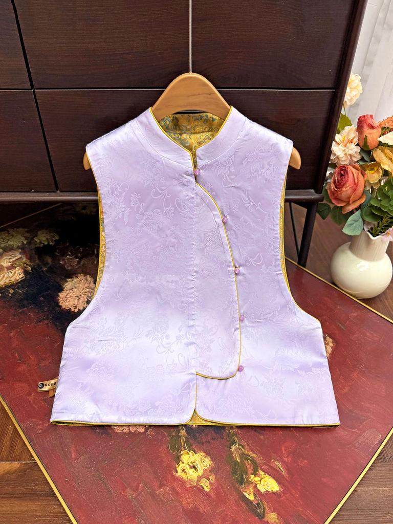 2025 Early Autumn New Chinese Style Jacquard Stand Collar Retro Slimming Casual Vest
