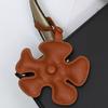 Vibrant Cartoon Style Leather Keyring Five Petal Flower Decoration Practical Key Ring Accessory Gift For Women