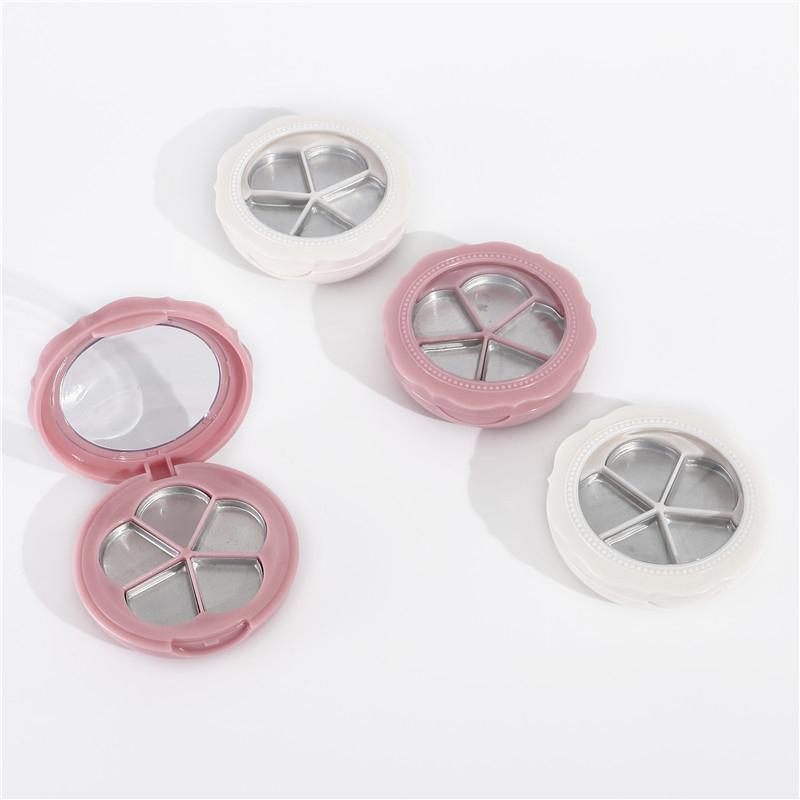 1 pz fiore vuoto 5 griglie polvere compatta ombretto caso rossetto contenitore fai da te scatola fard con pennello e specchio