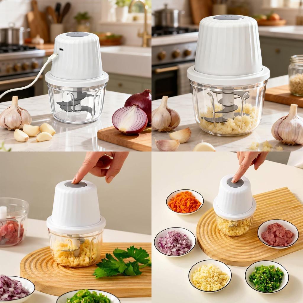 Electric Garlic Crusher With Usb Rechargeable Compact Mini Food Processor For Home Cooking