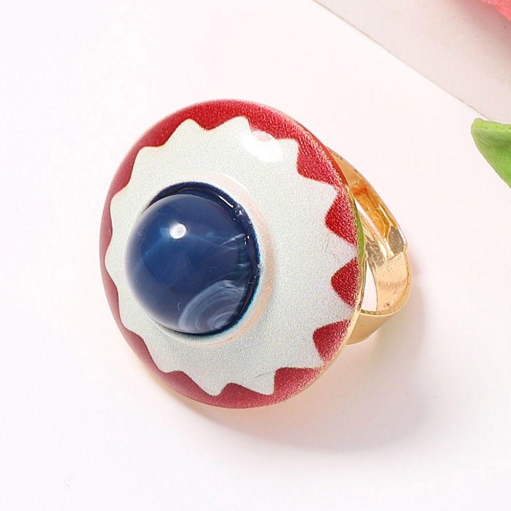 Creative Design Drip Oil Rings Exquisite Craftsmanship Geometric Round Rings Open Rings For Women