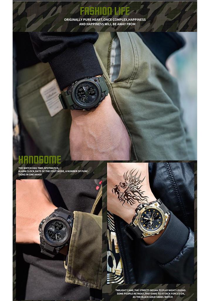 Sanda Men's Multifunctional Sports Watch - Dual Display, Luminous, Waterproof for Teens & Students