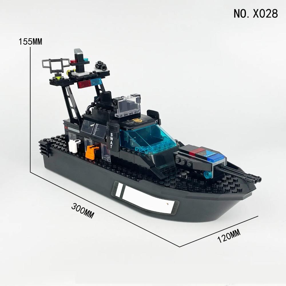 Heiß Militärserie Seeaufklärer Schiffsmodell Bausteine Klassiker SWAT Polizei Transportboot Auto Block Ziegel Spielzeug Geschenke