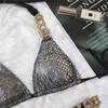 Swimsuit Crystal Diamond Chain Women's Swimsuit Bronze Snake Tie Sexy Bikini
