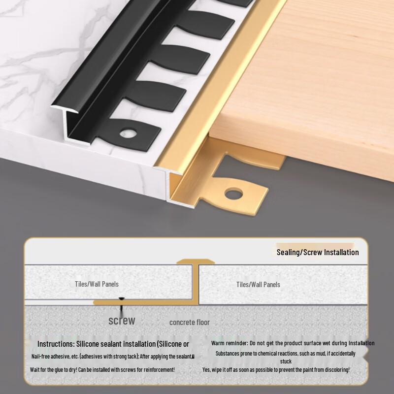 Aluminum Alloy T-Profile Floor Edge Trim Strip