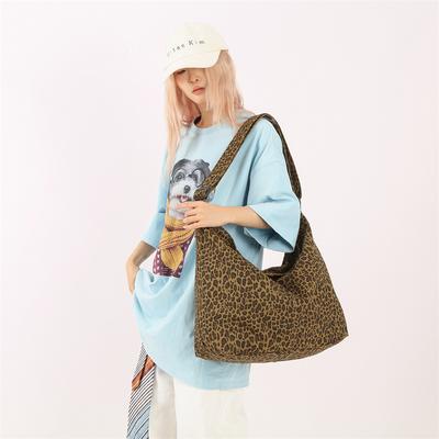Vintage Leopard Print Tote Bag Women's Lightweight Shoulder Bag Large Capacity Underarm Bag