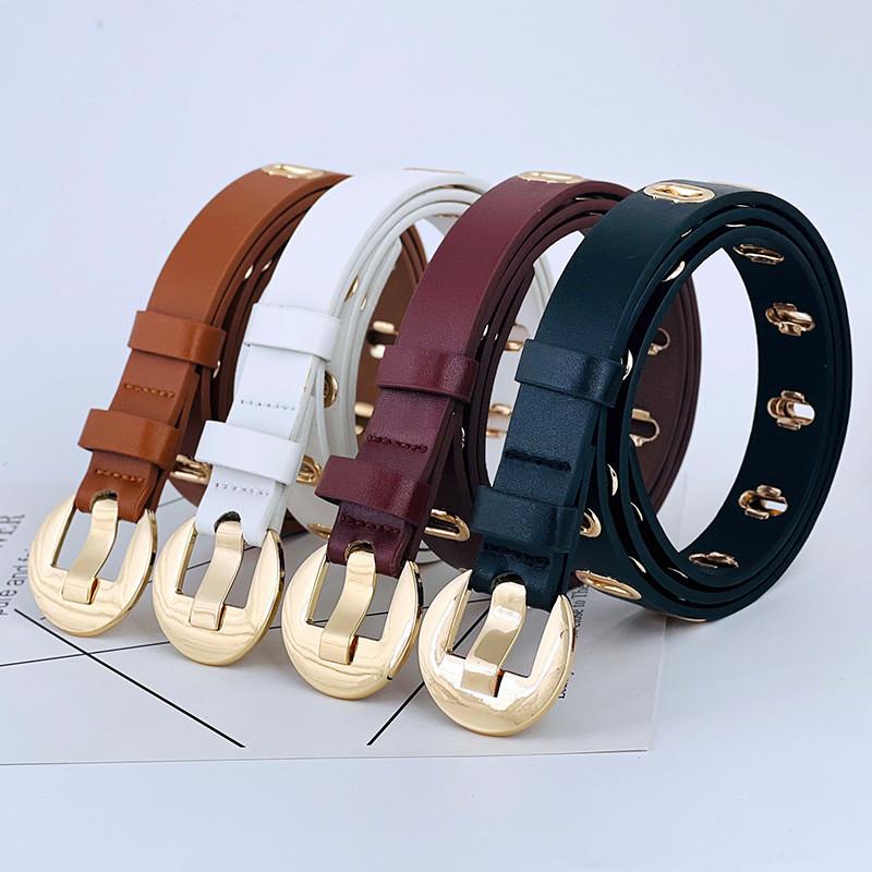 Leather Womens Pu Belt With Hollow Design And Alloy Closure For Attire Casual