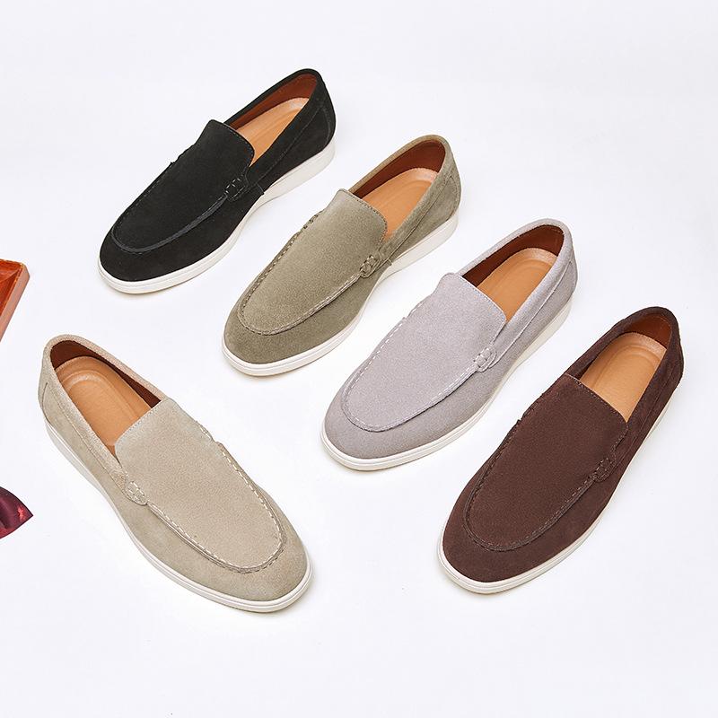 British Style Matte Beef Anti-Velvet Loafers Men'S Genuine Leather One-Pedal Overshoes Lazy Casual Beanie Shoes