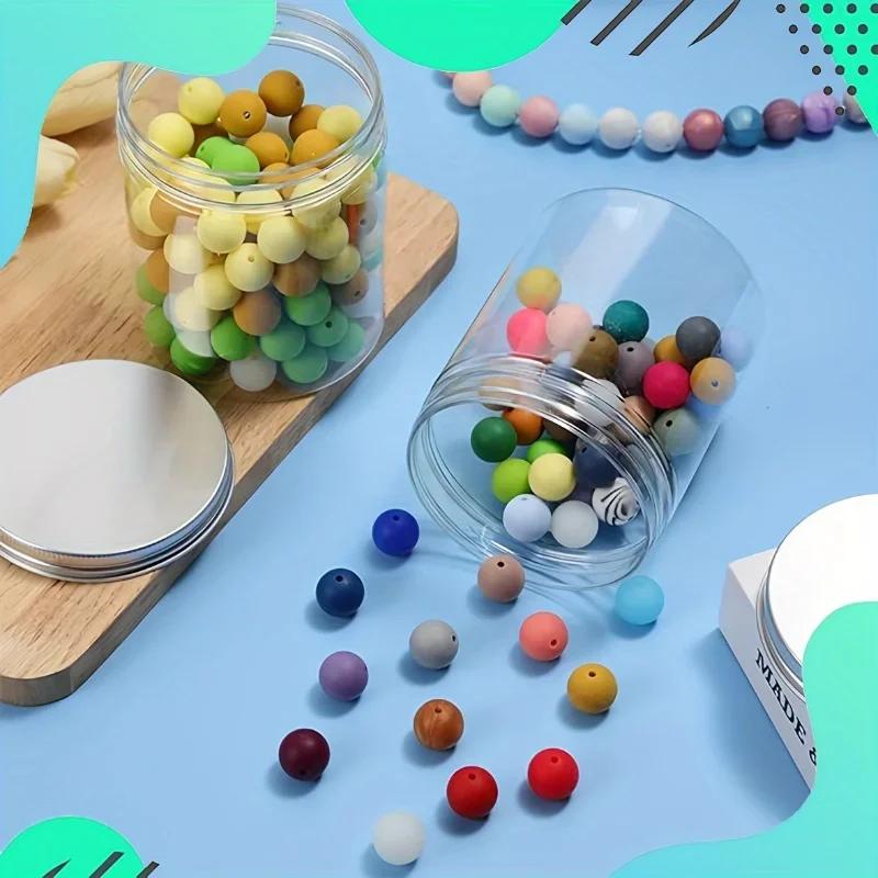 5/10PCS Round Plastic Storage Containers with Aluminium Lids, Transparent Reusable Jars for Small Items, Hand Wash Only